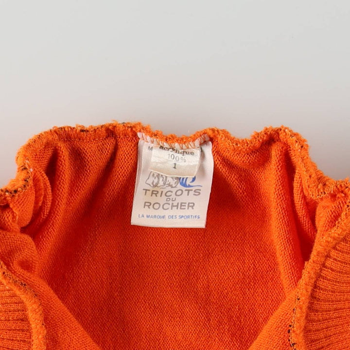 Vintage 70s-80'S TRICOTS DU ROCHER SEM Half-Zip Short-Sleeve Cycling Shirt, Made in France, Women's Size S (approx.) acrylic white type Vintage Second Hand