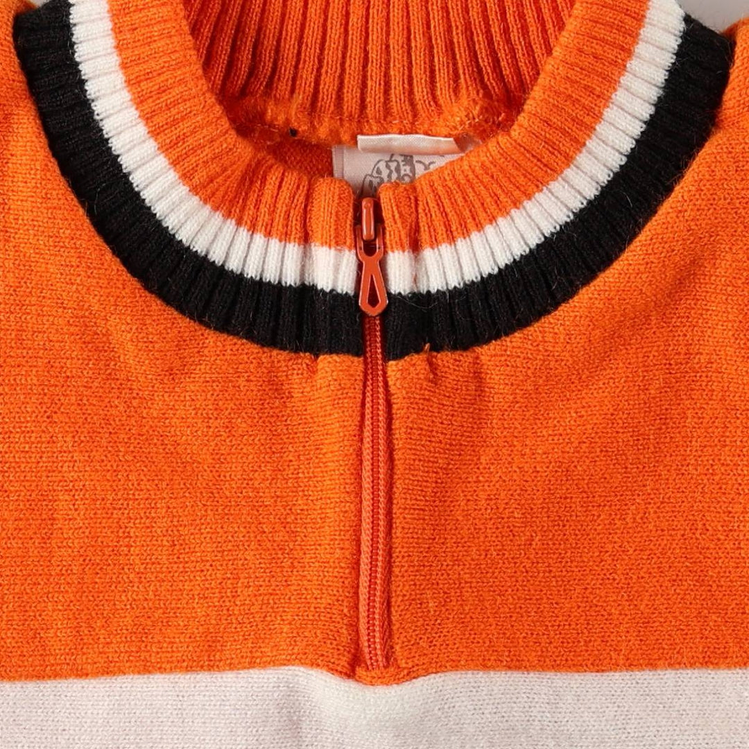 Vintage 70s-80'S TRICOTS DU ROCHER SEM Half-Zip Short-Sleeve Cycling Shirt, Made in France, Women's Size S (approx.) acrylic white type Vintage Second Hand