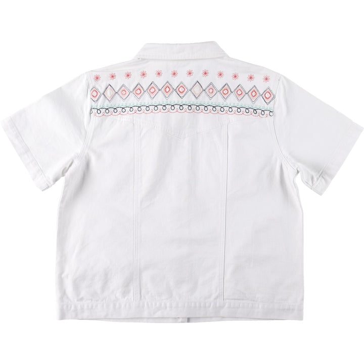DENIM And Co Short-Sleeve Denim Shirt Jacket, Women's Size XL cotton white type Vintage Second Hand