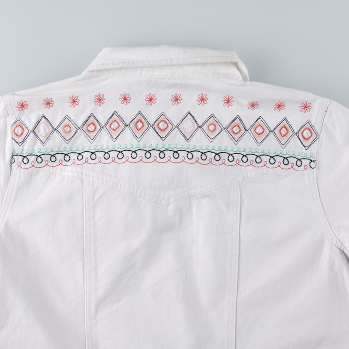 DENIM And Co Short-Sleeve Denim Shirt Jacket, Women's Size XL cotton white type Vintage Second Hand