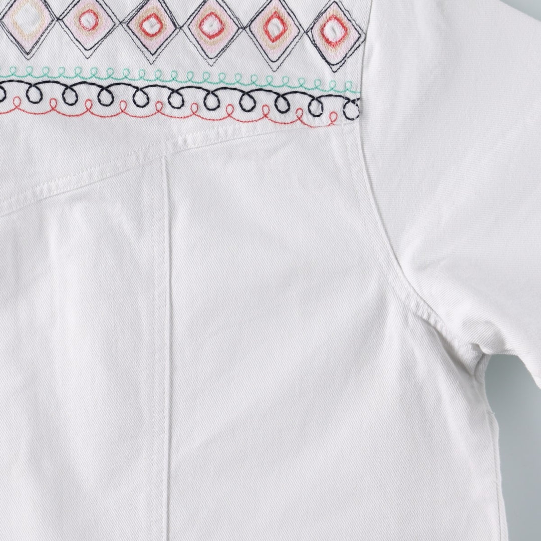 DENIM And Co Short-Sleeve Denim Shirt Jacket, Women's Size XL cotton white type Vintage Second Hand