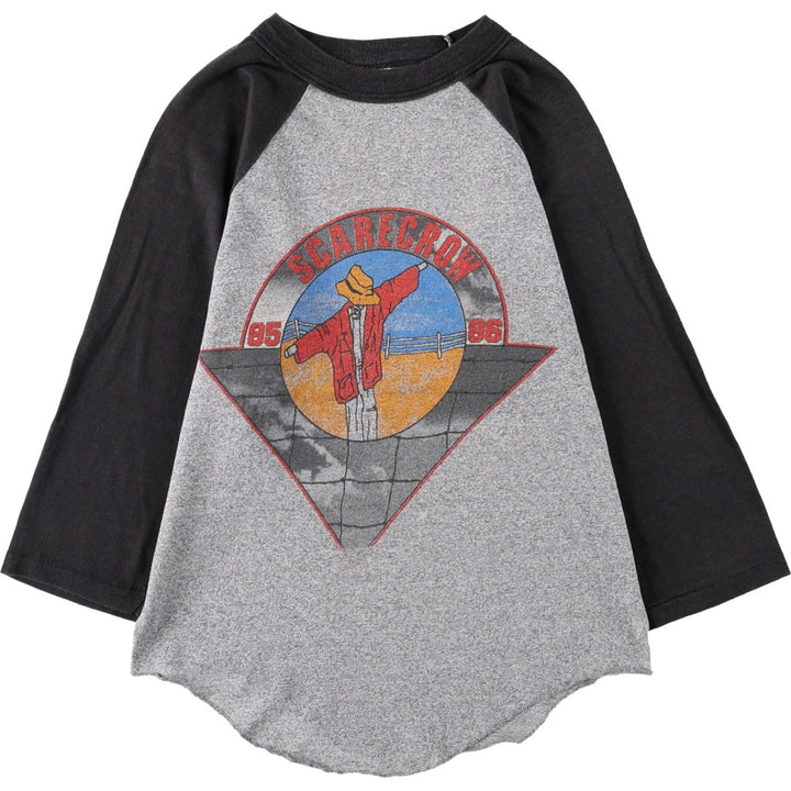 80'S SIGNAL John Mellencamp 3/4 Sleeve Raglan Band T-Shirt, Made in USA, Men's Size S (Equivalent), Vintage polyester gray type Vintage Second Hand