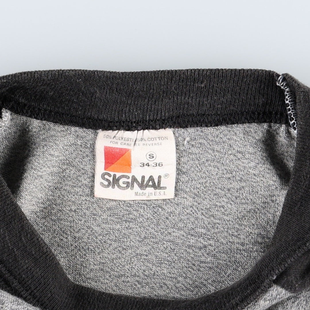 80'S SIGNAL John Mellencamp 3/4 Sleeve Raglan Band T-Shirt, Made in USA, Men's Size S (Equivalent), Vintage polyester gray type Vintage Second Hand