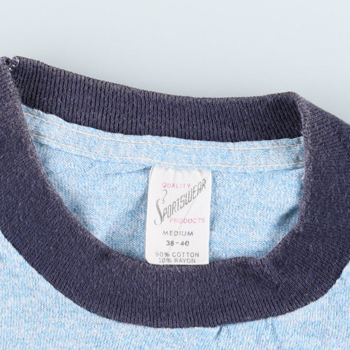 70'S Sportswear Ringer T-Shirt, Made in USA, Men's Size M (Equivalent), Vintage cotton blue type Vintage Second Hand
