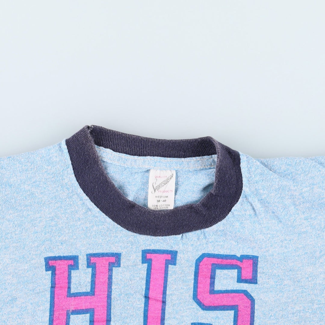 70'S Sportswear Ringer T-Shirt, Made in USA, Men's Size M (Equivalent), Vintage cotton blue type Vintage Second Hand