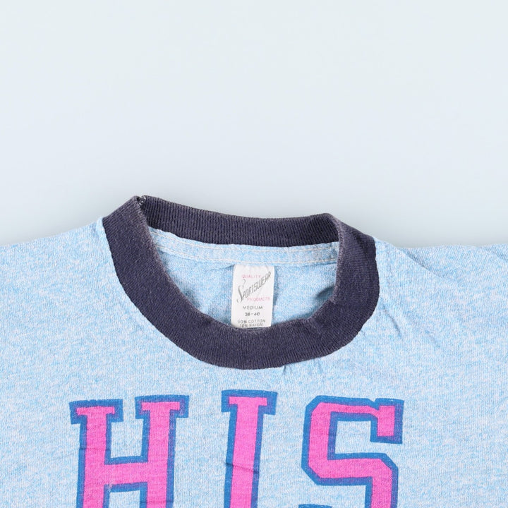 70'S Sportswear Ringer T-Shirt, Made in USA, Men's Size M (Equivalent), Vintage cotton blue type Vintage Second Hand
