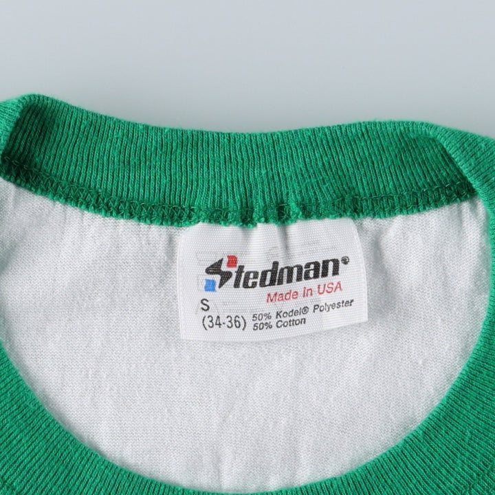 80'S Stedman Ringer T-Shirt, Made in USA, Men's Size S (Equivalent), Vintage polyester white type Vintage Second Hand