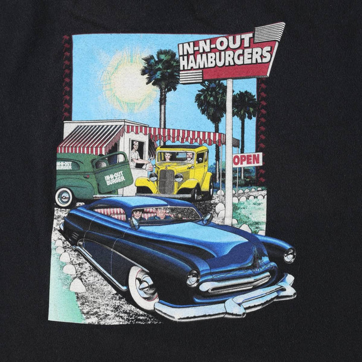 Gildan In-N-Out Burger Advertising T-Shirt, Women's Size M (approx.) unclear black type Vintage Second Hand