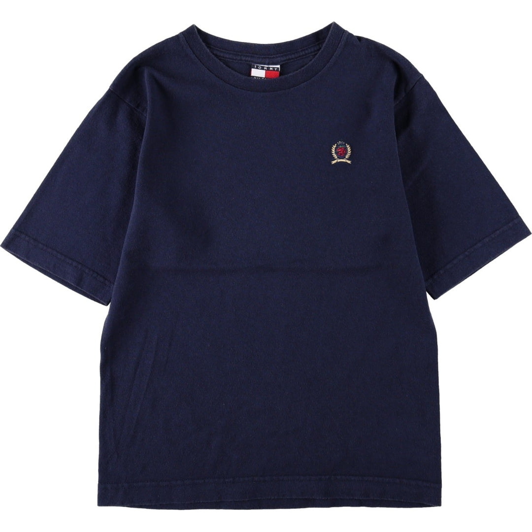 90'S Tommy Hilfiger short-sleeved t-shirt with a single logo, made in the USA, women's size S equivalent, vintage. cotton navy blue type Vintage Second Hand