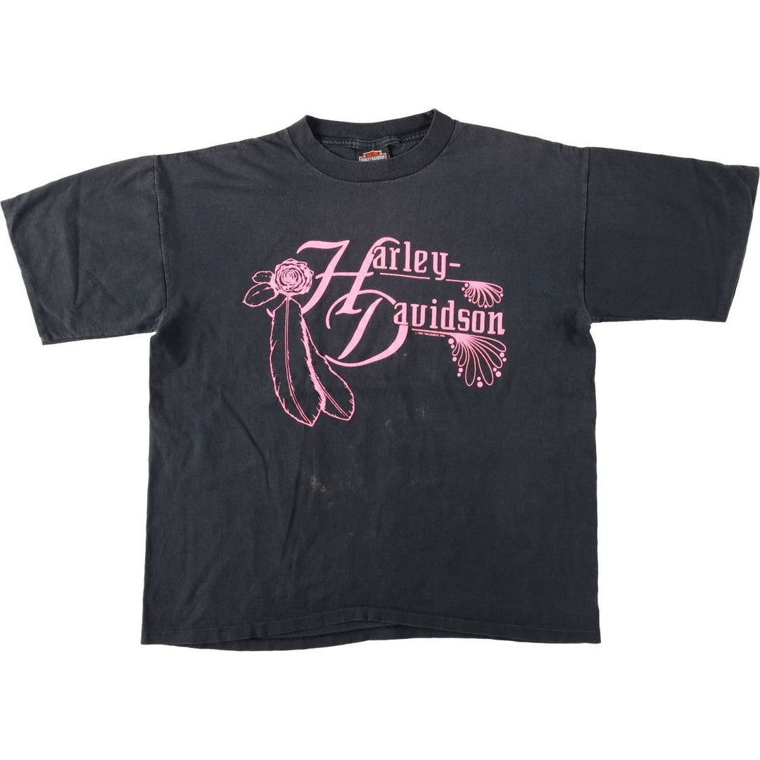 Vintage 90'S Harley-Davidson Motorcycle T-shirt, Made in USA, Women's Size L cotton black type Vintage Second Hand