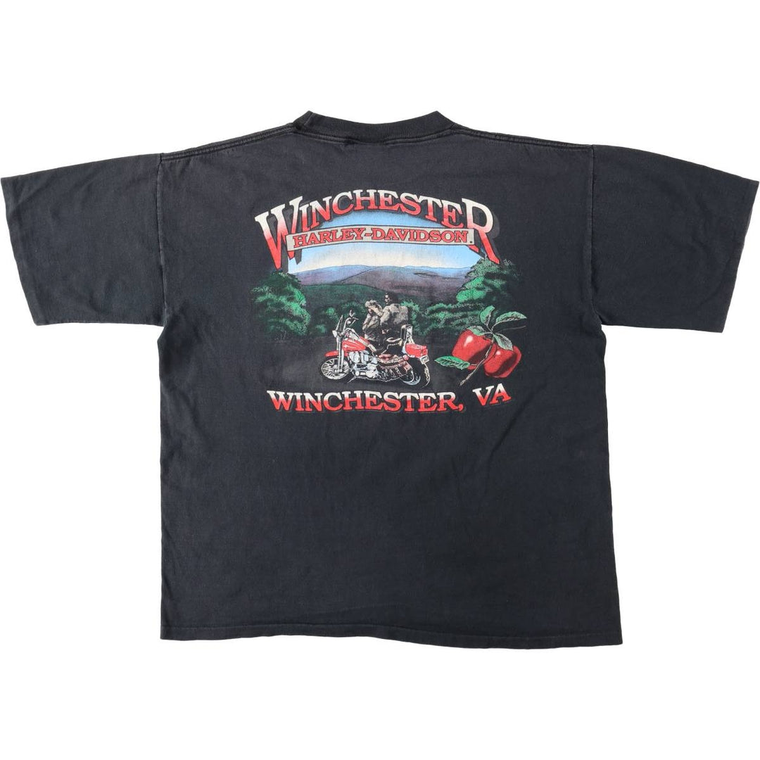 Vintage 90'S Harley-Davidson Motorcycle T-shirt, Made in USA, Women's Size L cotton black type Vintage Second Hand