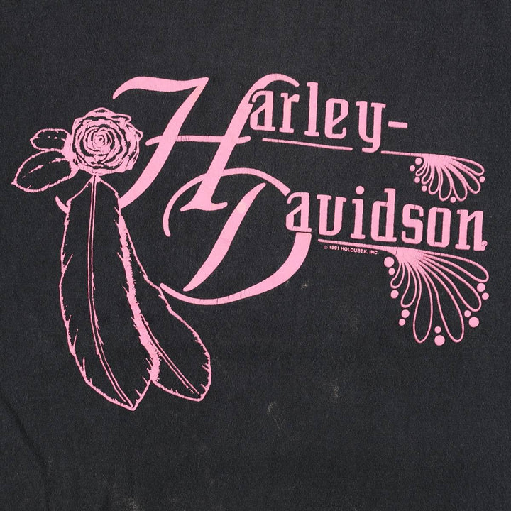 Vintage 90'S Harley-Davidson Motorcycle T-shirt, Made in USA, Women's Size L cotton black type Vintage Second Hand