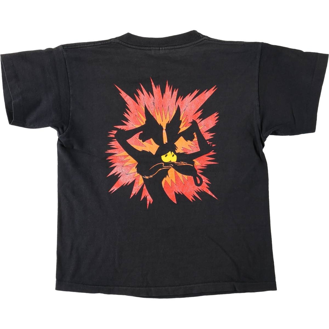 90'S TAG Looney Tunes Wile E. Coyote Character Print T-Shirt, Made in USA, Women's Size M (approx.), Vintage cotton black type Vintage Second Hand