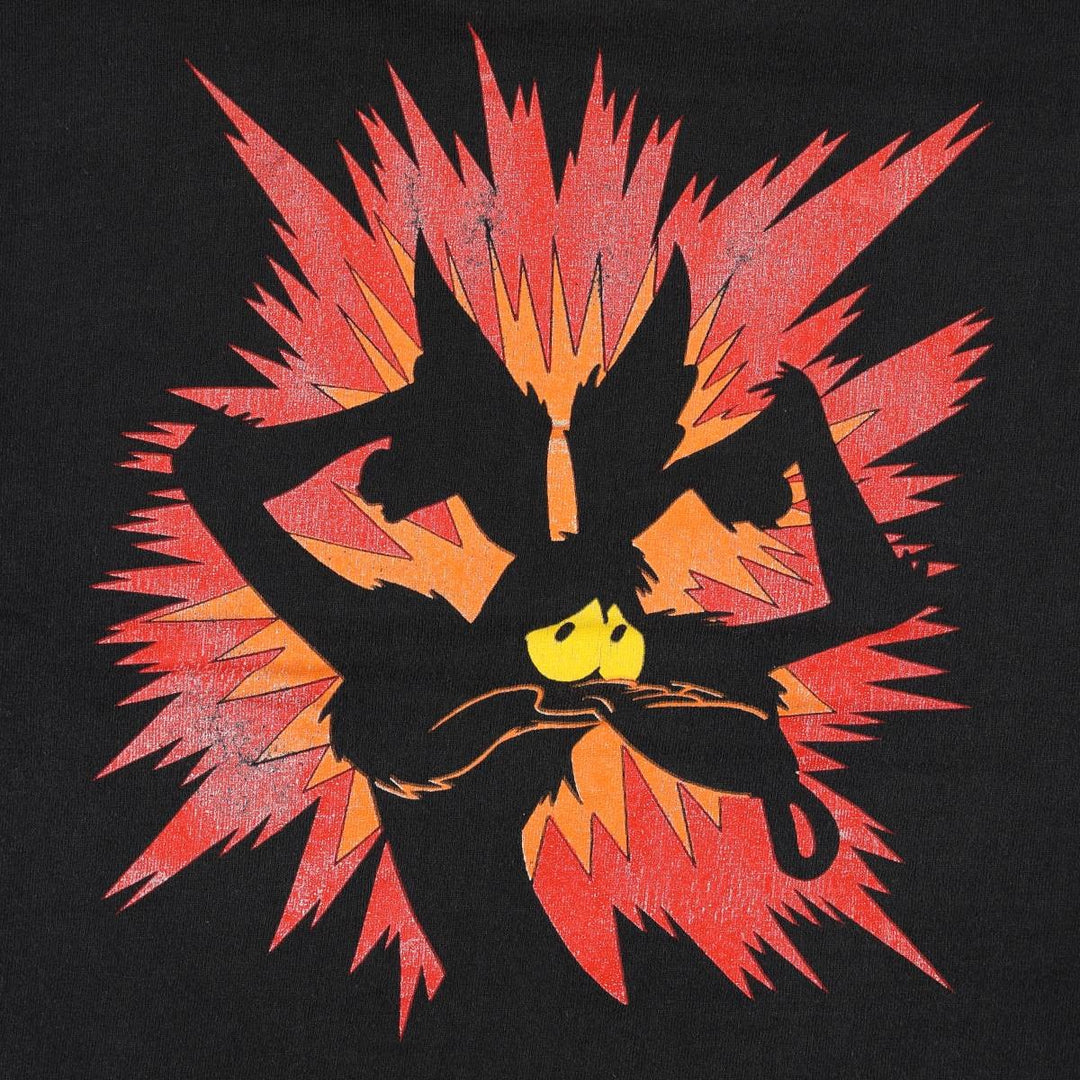 90'S TAG Looney Tunes Wile E. Coyote Character Print T-Shirt, Made in USA, Women's Size M (approx.), Vintage cotton black type Vintage Second Hand