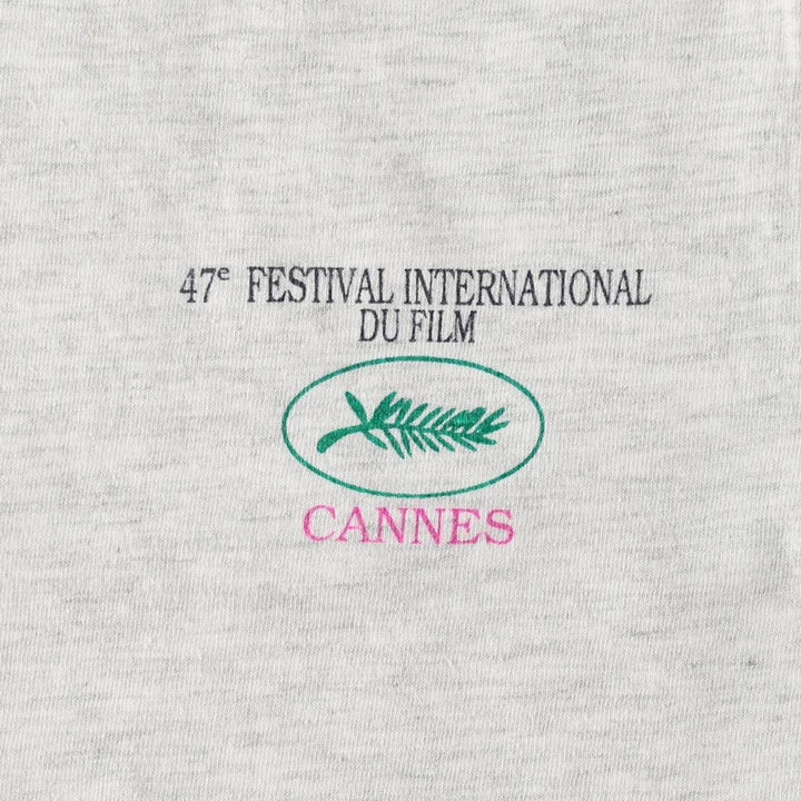 90'S ONEITA Cannes International Film Festival Print T-Shirt, Made in USA, Men's Size S (Equivalent), Vintage cotton gray type Vintage Second Hand