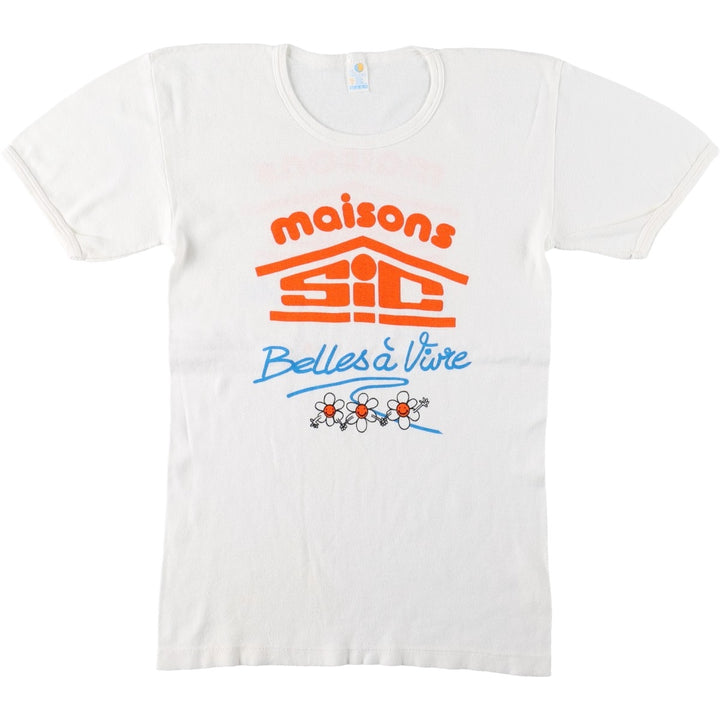 Printed T-shirt, Italian-made, Women's size S (approx.), Vintage cotton white type Vintage Second Hand