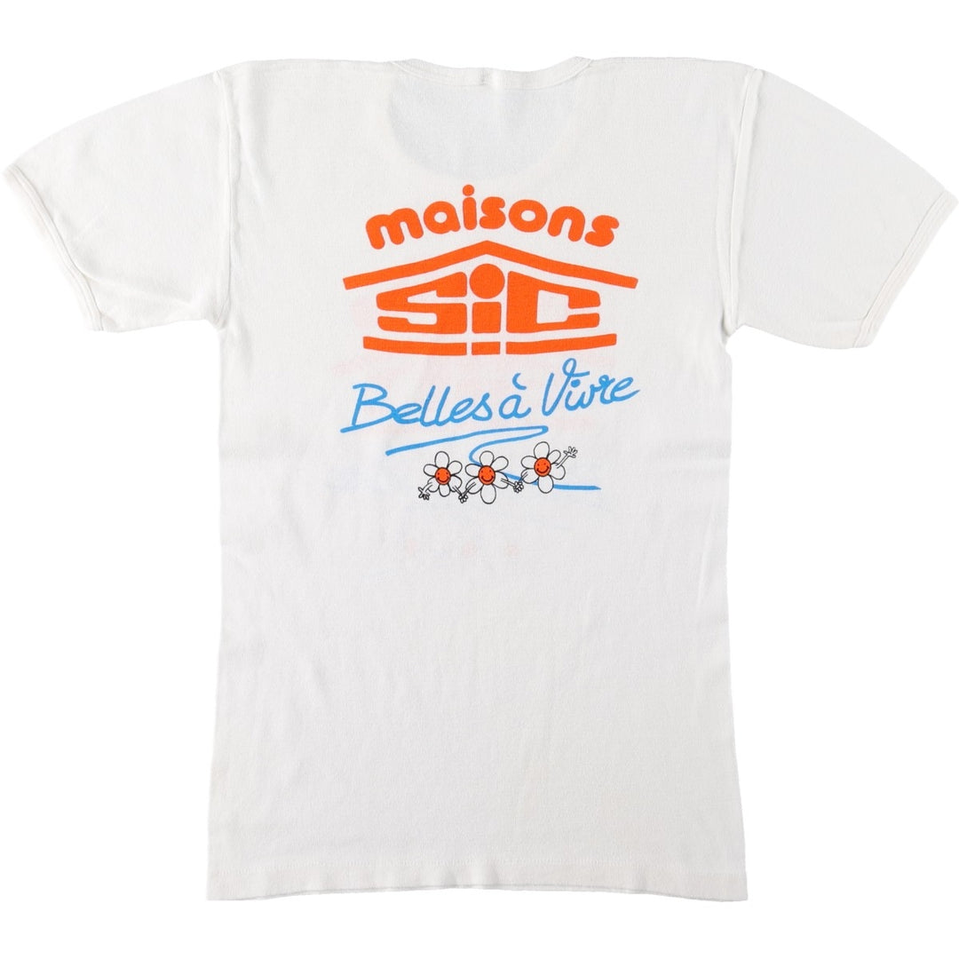 Printed T-shirt, Italian-made, Women's size S (approx.), Vintage cotton white type Vintage Second Hand