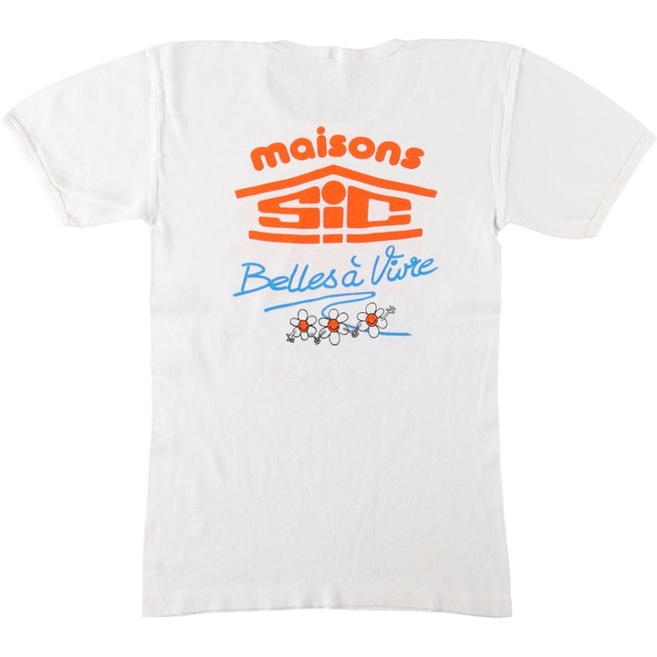 Printed T-shirt, Italian-made, Women's size S (approx.), Vintage cotton white type Vintage Second Hand