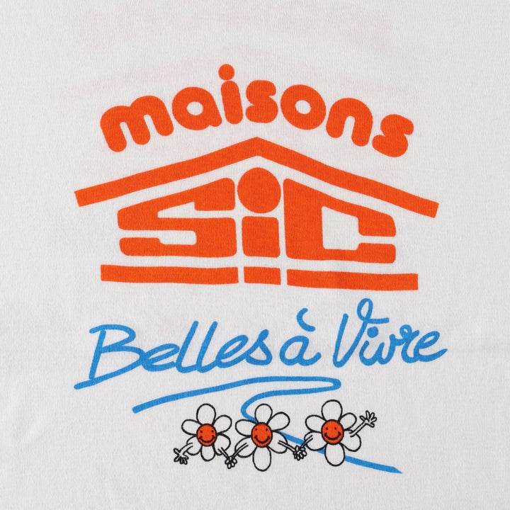 Printed T-shirt, Italian-made, Women's size S (approx.), Vintage cotton white type Vintage Second Hand