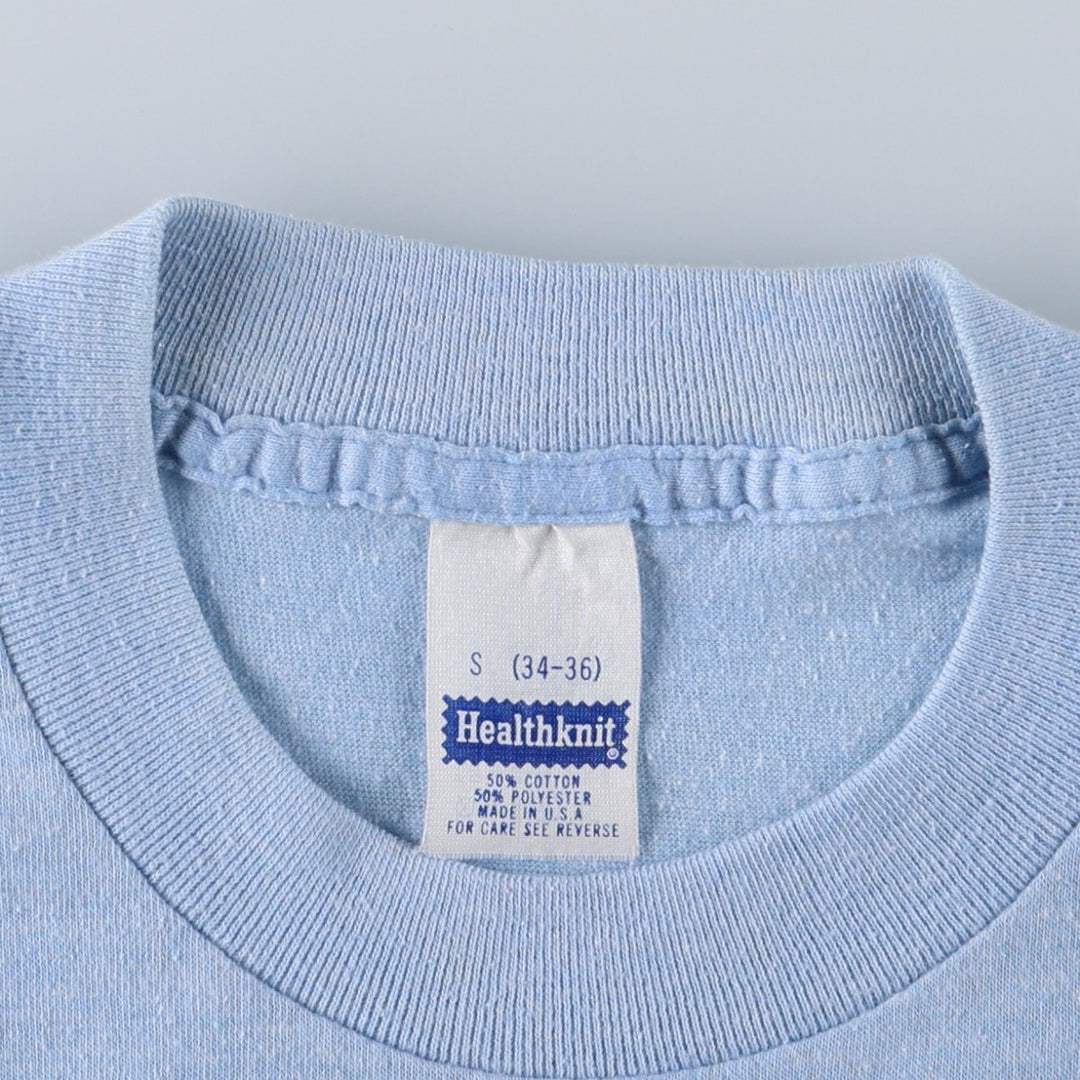 80'S Healthknit YMCA Print T-Shirt, Made in USA, Men's Size S (approx.), Vintage cotton Blue type light blue Vintage Second Hand