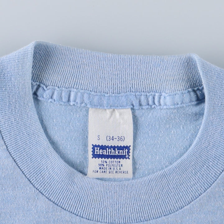 80'S Healthknit YMCA Print T-Shirt, Made in USA, Men's Size S (approx.), Vintage cotton Blue type light blue Vintage Second Hand