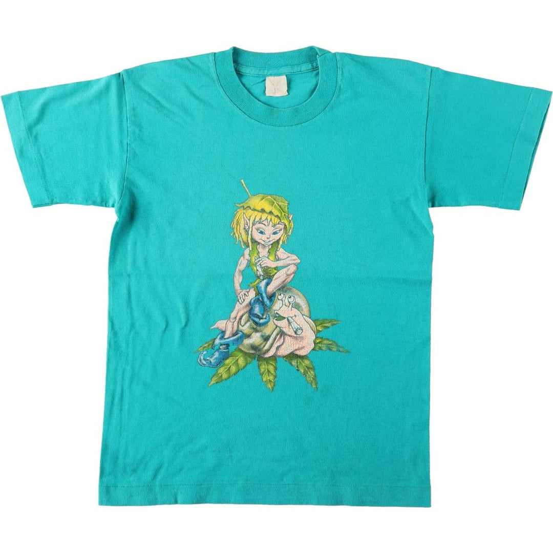 Vintage Printed T-shirt, Women's Size S unclear turquoise blue Vintage Second Hand