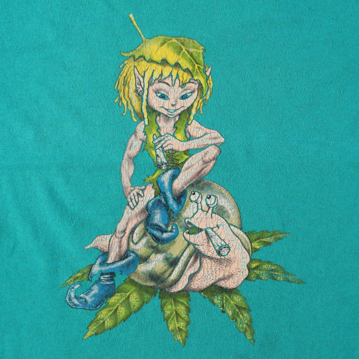 Vintage Printed T-shirt, Women's Size S unclear turquoise blue Vintage Second Hand