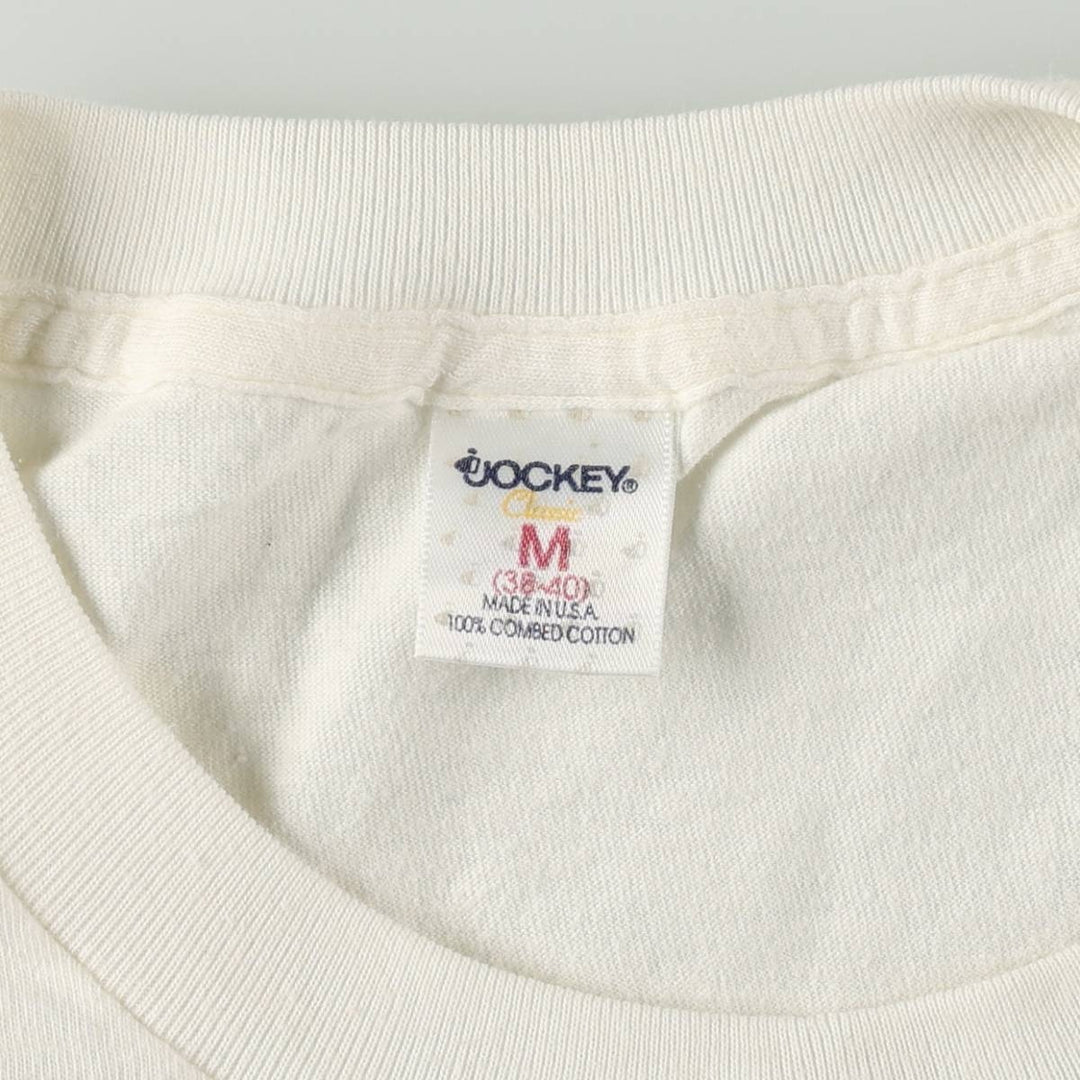 80s-90'S JOCKEY print T-shirt, Made in USA, Men's size M (approx.), Vintage cotton white type Vintage Second Hand