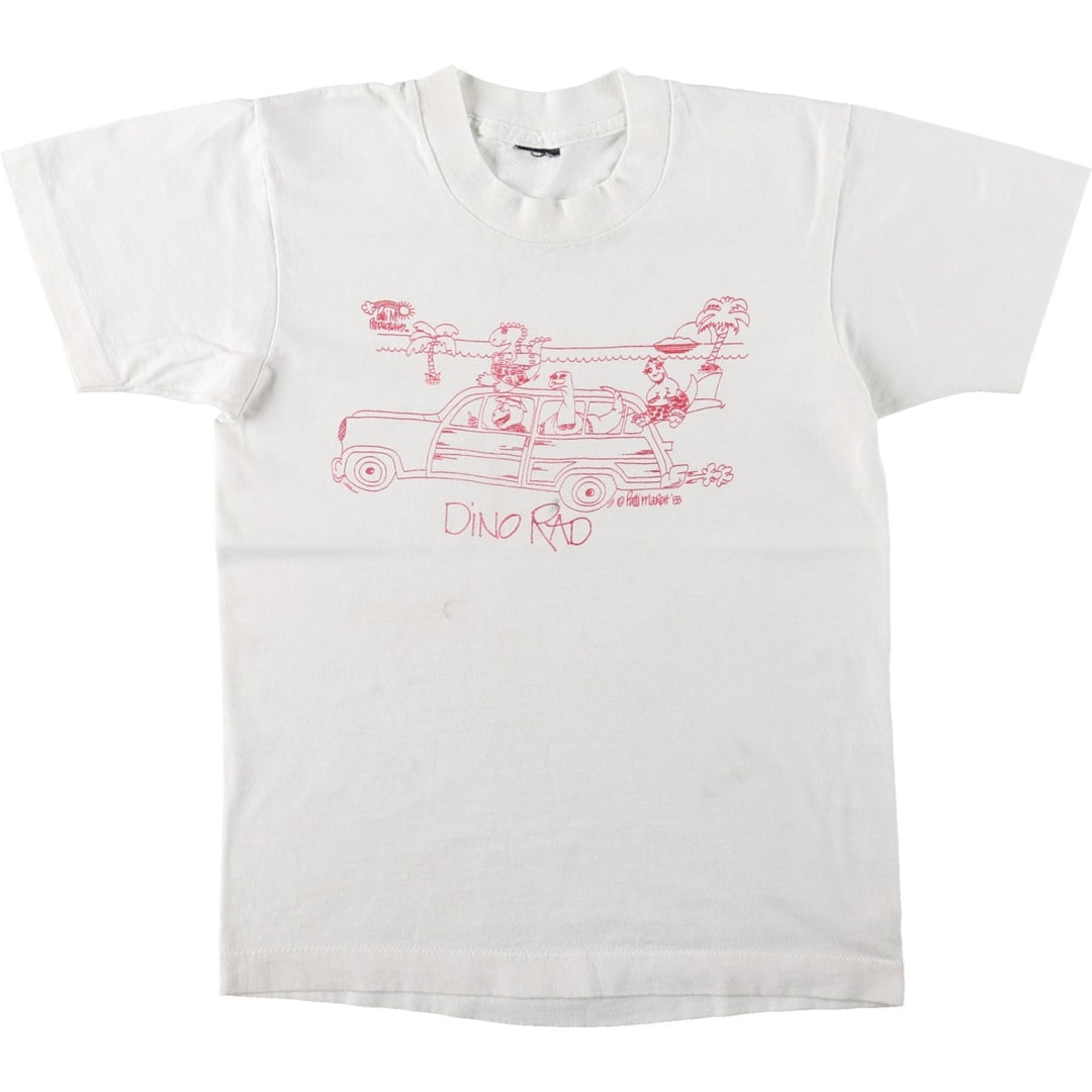 80'S printed T-shirt, women's size S equivalent, vintage. unclear white type Vintage Second Hand