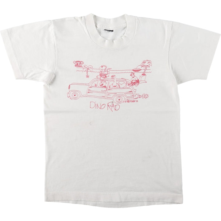 80'S printed T-shirt, women's size S equivalent, vintage. unclear white type Vintage Second Hand