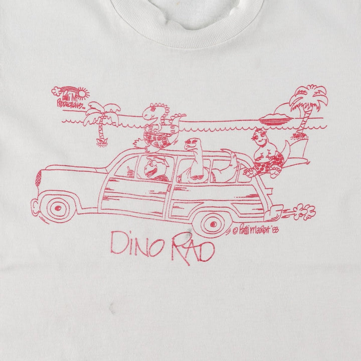 80'S printed T-shirt, women's size S equivalent, vintage. unclear white type Vintage Second Hand