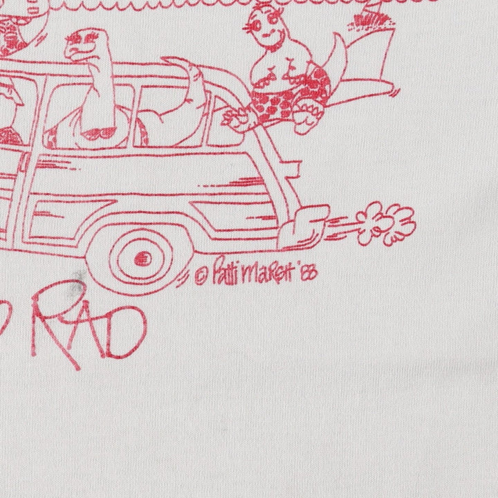 80'S printed T-shirt, women's size S equivalent, vintage. unclear white type Vintage Second Hand