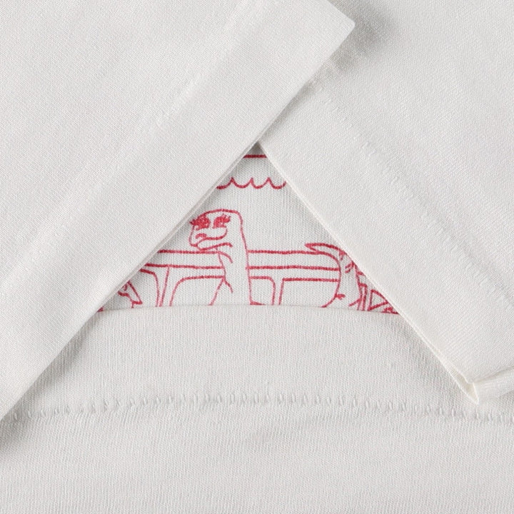80'S printed T-shirt, women's size S equivalent, vintage. unclear white type Vintage Second Hand