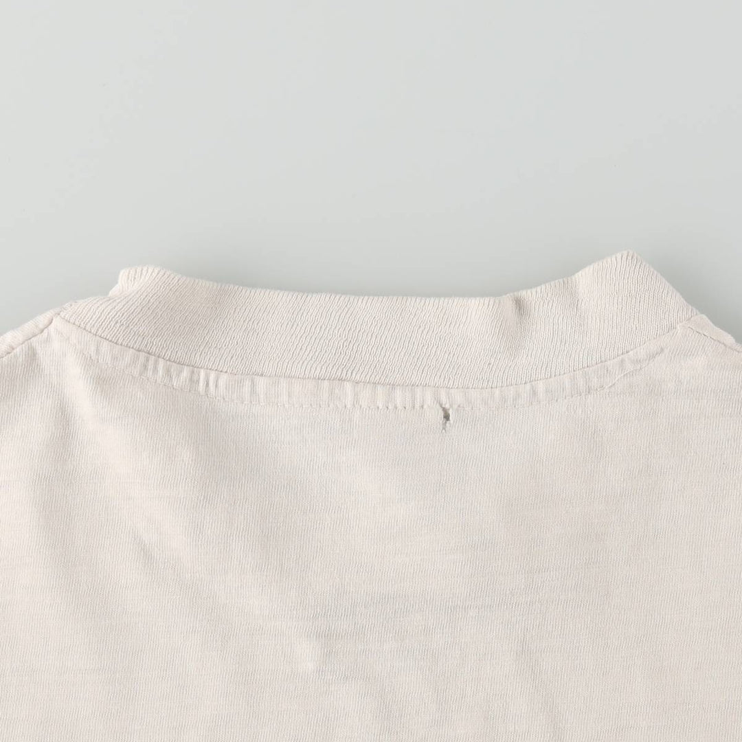 70'S Hanes BEEFY-T Triangle Tag Trompe-l'oeil T-Shirt, Made in USA, Men's Size M (Equivalent), Vintage cotton white type Vintage Second Hand