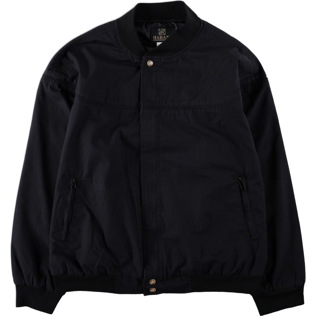 90s~00'S HABAND Derby Jacket Cup Shoulder Jacket Men's XL polyester navy blue type Vintage Second Hand