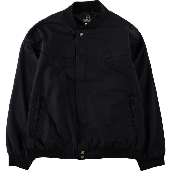 90s~00'S HABAND Derby Jacket Cup Shoulder Jacket Men's XL polyester navy blue type Vintage Second Hand
