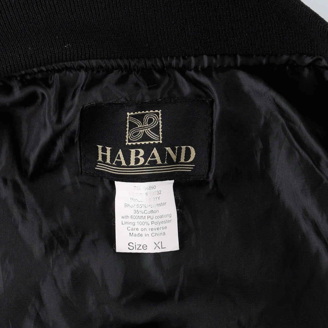 90s~00'S HABAND Derby Jacket Cup Shoulder Jacket Men's XL polyester navy blue type Vintage Second Hand