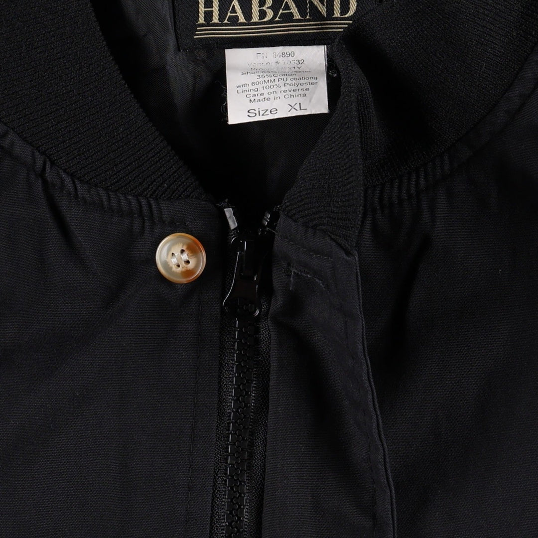 90s~00'S HABAND Derby Jacket Cup Shoulder Jacket Men's XL polyester navy blue type Vintage Second Hand