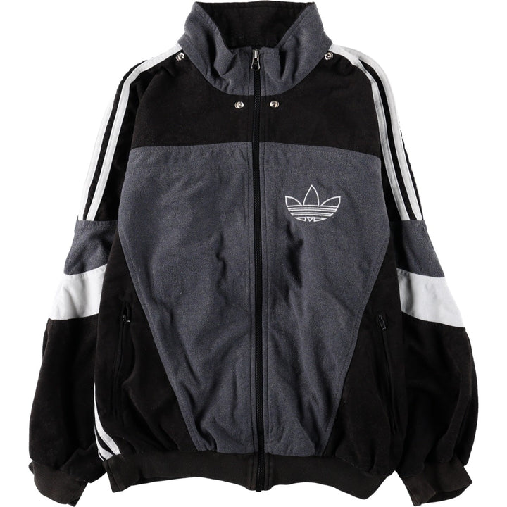 80s-90'S Adidas Trefoil Logo Velour Track Jacket, Women's Size L (approx.), Vintage unclear black type Vintage Second Hand