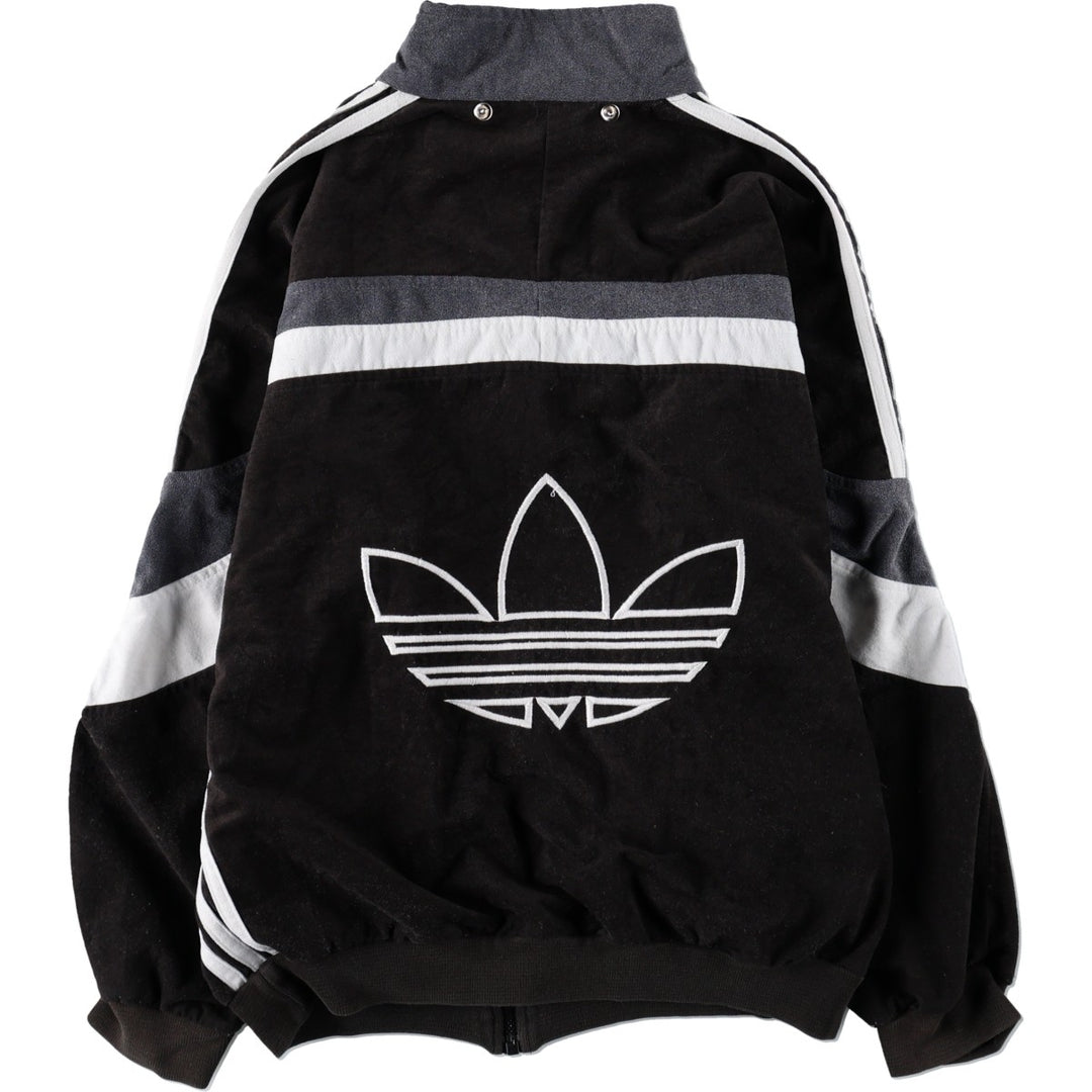 80s-90'S Adidas Trefoil Logo Velour Track Jacket, Women's Size L (approx.), Vintage unclear black type Vintage Second Hand