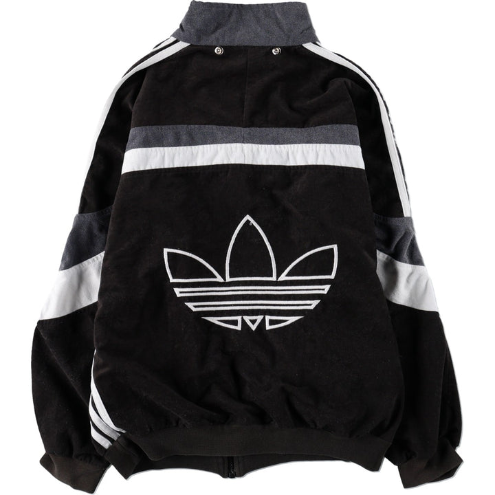80s-90'S Adidas Trefoil Logo Velour Track Jacket, Women's Size L (approx.), Vintage unclear black type Vintage Second Hand