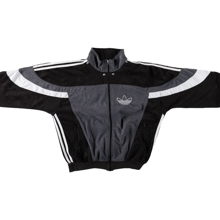80s-90'S Adidas Trefoil Logo Velour Track Jacket, Women's Size L (approx.), Vintage unclear black type Vintage Second Hand
