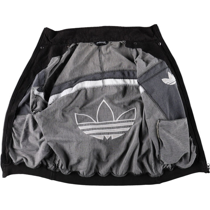 80s-90'S Adidas Trefoil Logo Velour Track Jacket, Women's Size L (approx.), Vintage unclear black type Vintage Second Hand
