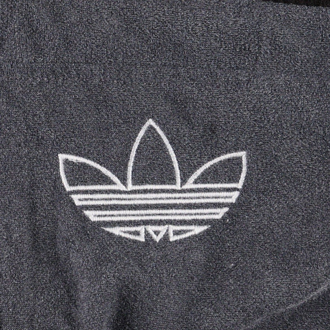 80s-90'S Adidas Trefoil Logo Velour Track Jacket, Women's Size L (approx.), Vintage unclear black type Vintage Second Hand