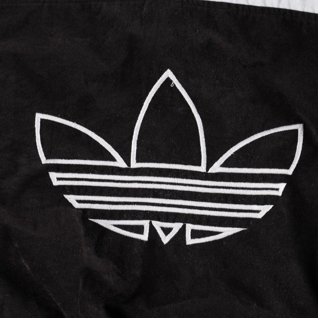 80s-90'S Adidas Trefoil Logo Velour Track Jacket, Women's Size L (approx.), Vintage unclear black type Vintage Second Hand