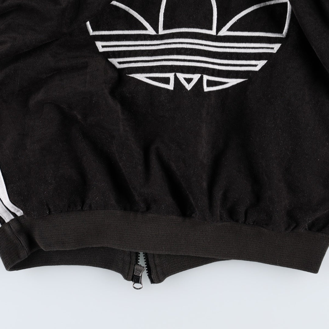 80s-90'S Adidas Trefoil Logo Velour Track Jacket, Women's Size L (approx.), Vintage unclear black type Vintage Second Hand