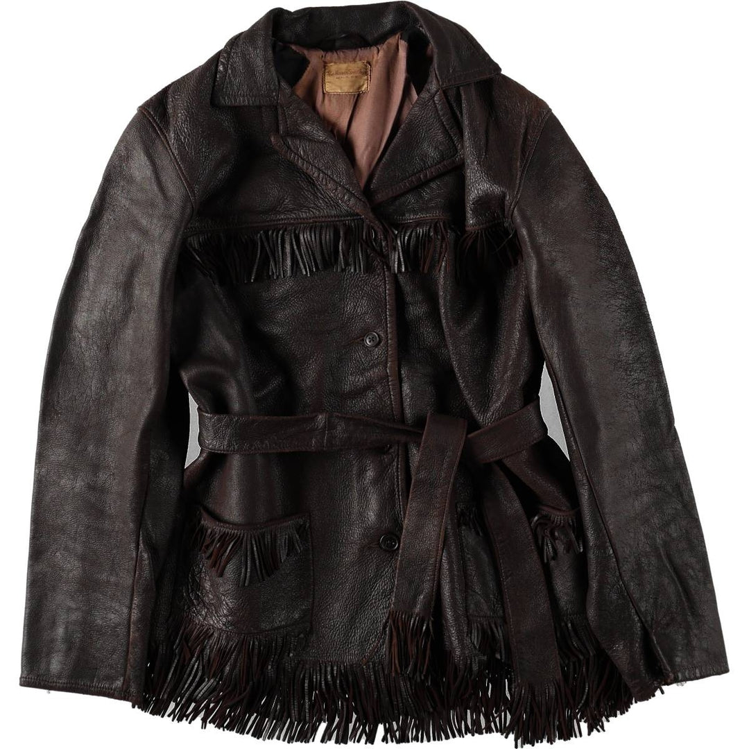 1960'S Mid-Western Sport Togs fringed leather jacket, women's size M equivalent, vintage. unclear dark chocolate Vintage Second Hand
