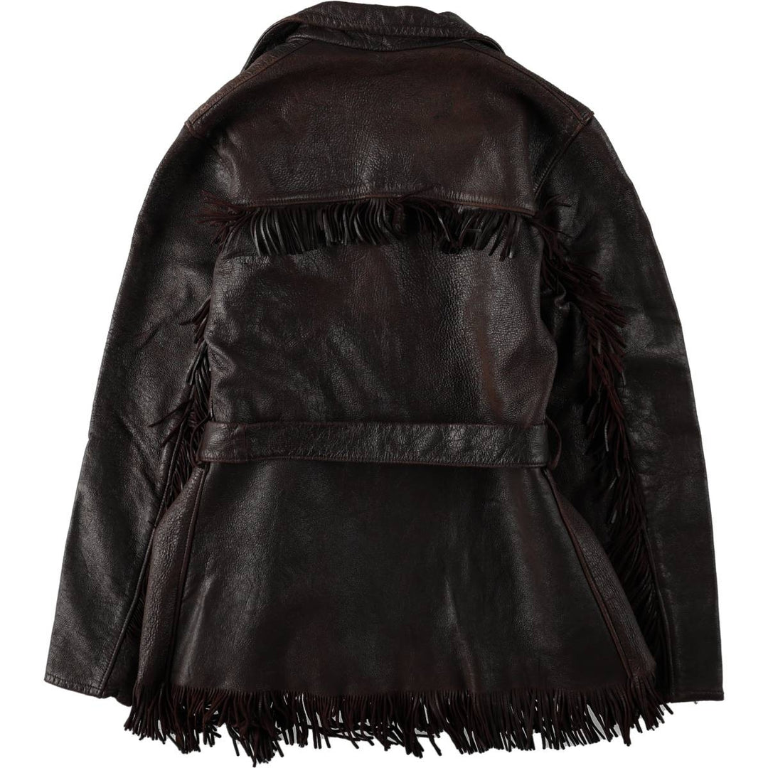 1960'S Mid-Western Sport Togs fringed leather jacket, women's size M equivalent, vintage. unclear dark chocolate Vintage Second Hand