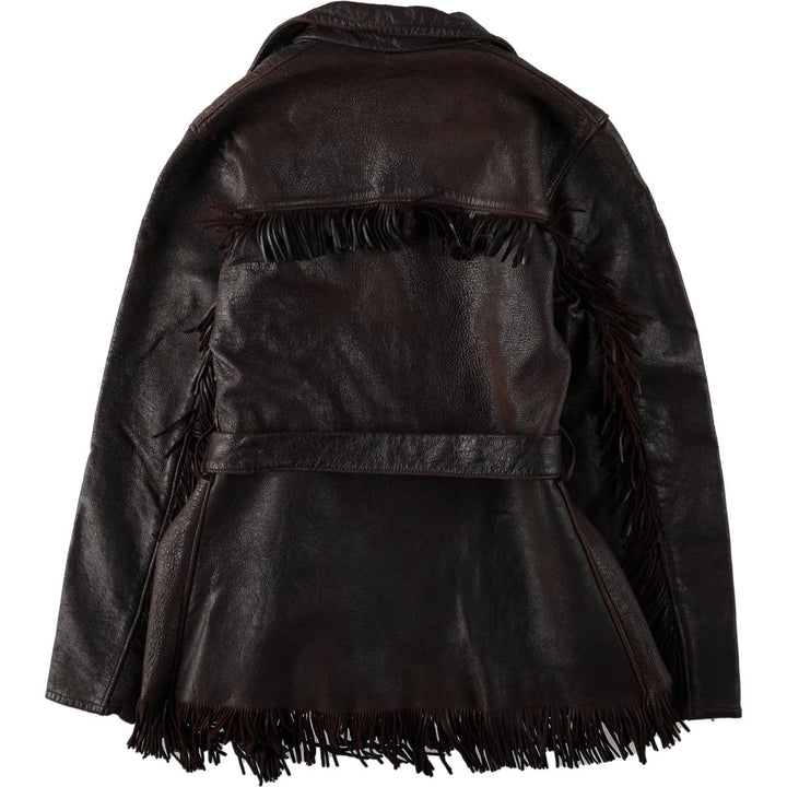 1960'S Mid-Western Sport Togs fringed leather jacket, women's size M equivalent, vintage. unclear dark chocolate Vintage Second Hand