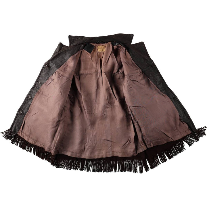 1960'S Mid-Western Sport Togs fringed leather jacket, women's size M equivalent, vintage. unclear dark chocolate Vintage Second Hand
